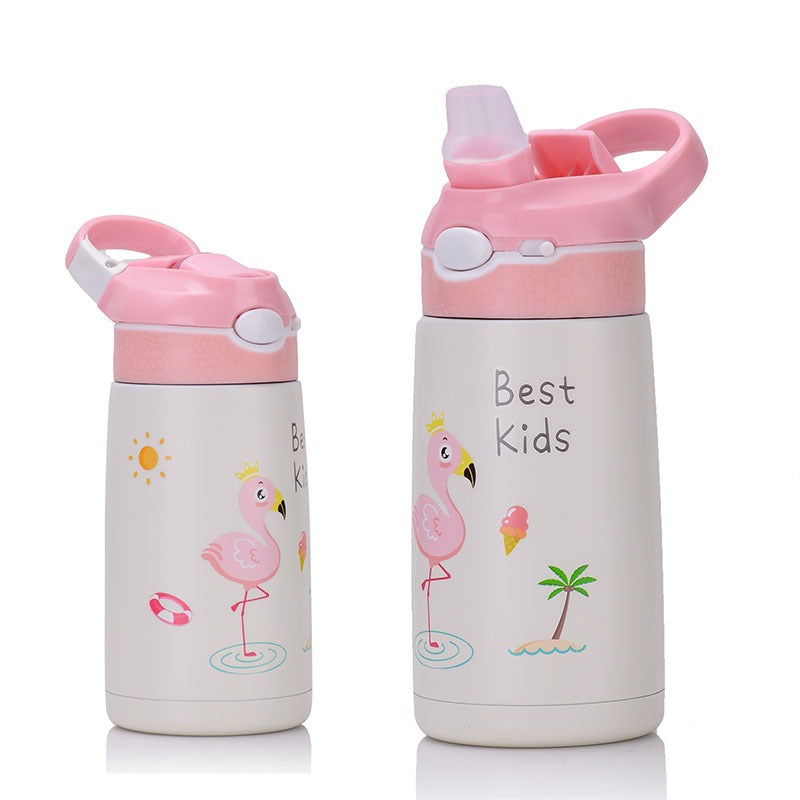 400ml Stainless Steel Water Bottle for Kids - Pink Flamingo