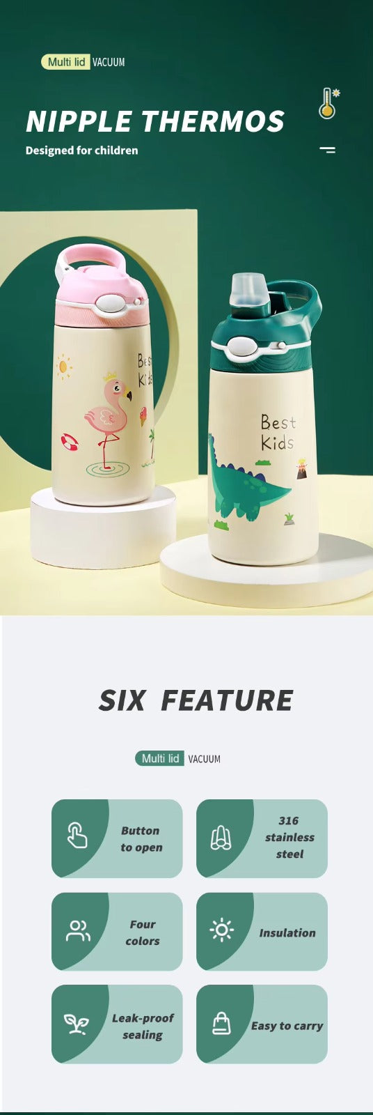 400ml Stainless Steel Water Bottle for Kids - Burgundy