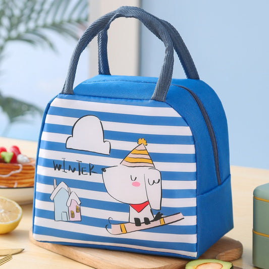 Kids Insulated Lunch Bag - Bear Navy Stripe