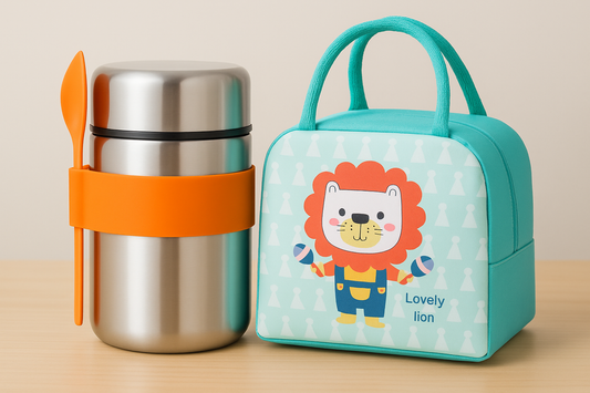 Orange Thermos & Lovely Lion Bag