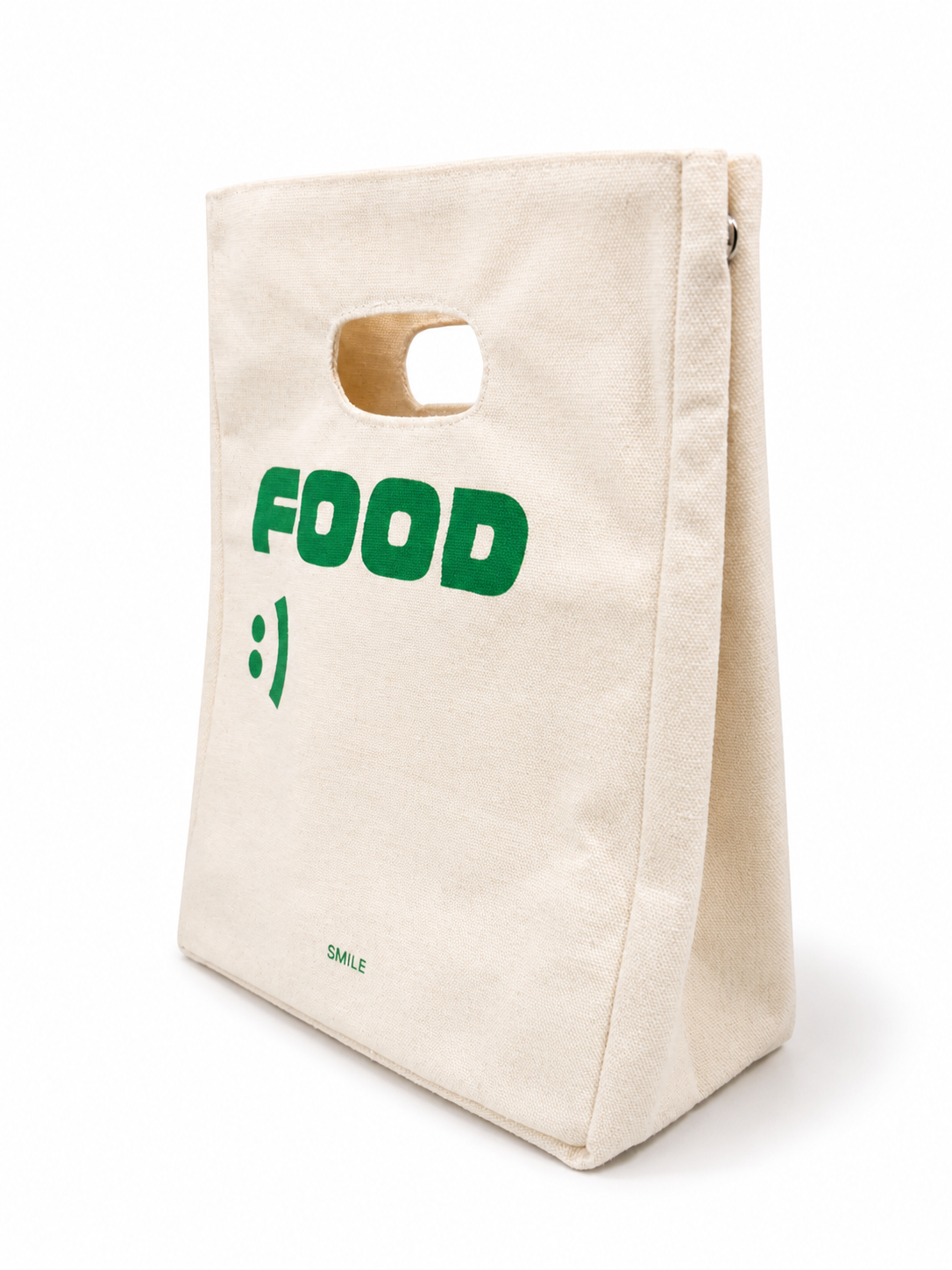 Cream Canvas Lunch Tote – Minimal “Food :)” Edition