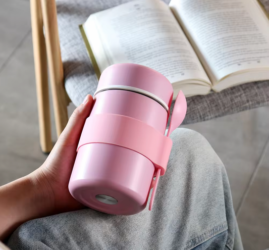 400ml Food Jar Stainless Steel  for Kids and Adults - Pink