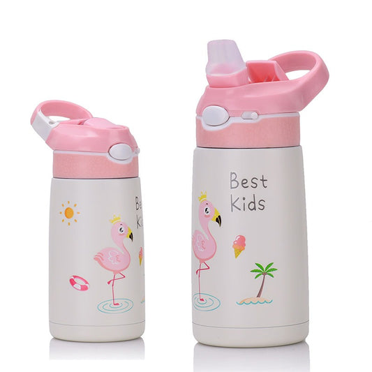 400ml Stainless Steel Water Bottle for Kids - Pink Flamingo
